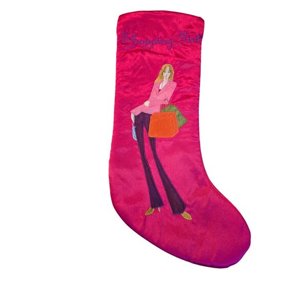 Santa's Best Christmas Stocking,” Shopping Girl” 19" EUC - Picture 1 of 4